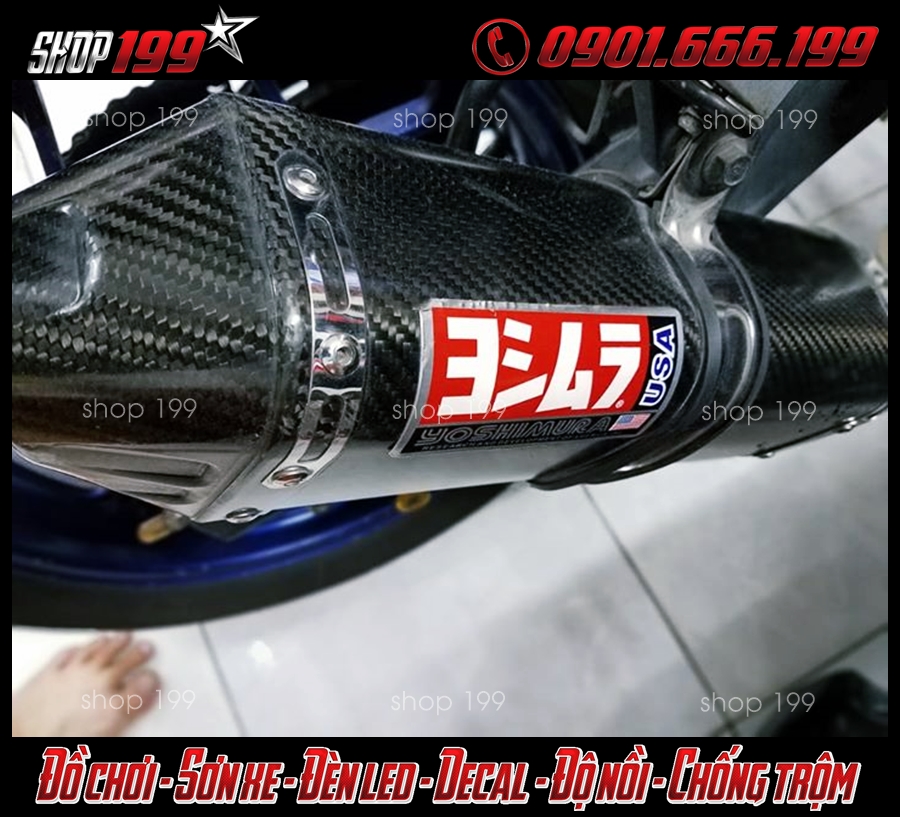 Hình ảnh Pô Yoshimura màu carbon độ đẹp và chất cho xe Honda Vario 150