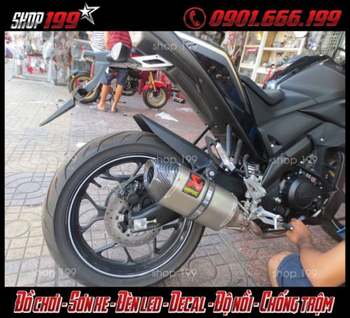 Pô Akrapovic màu bạc độ chất và sang cho xe TFX 150